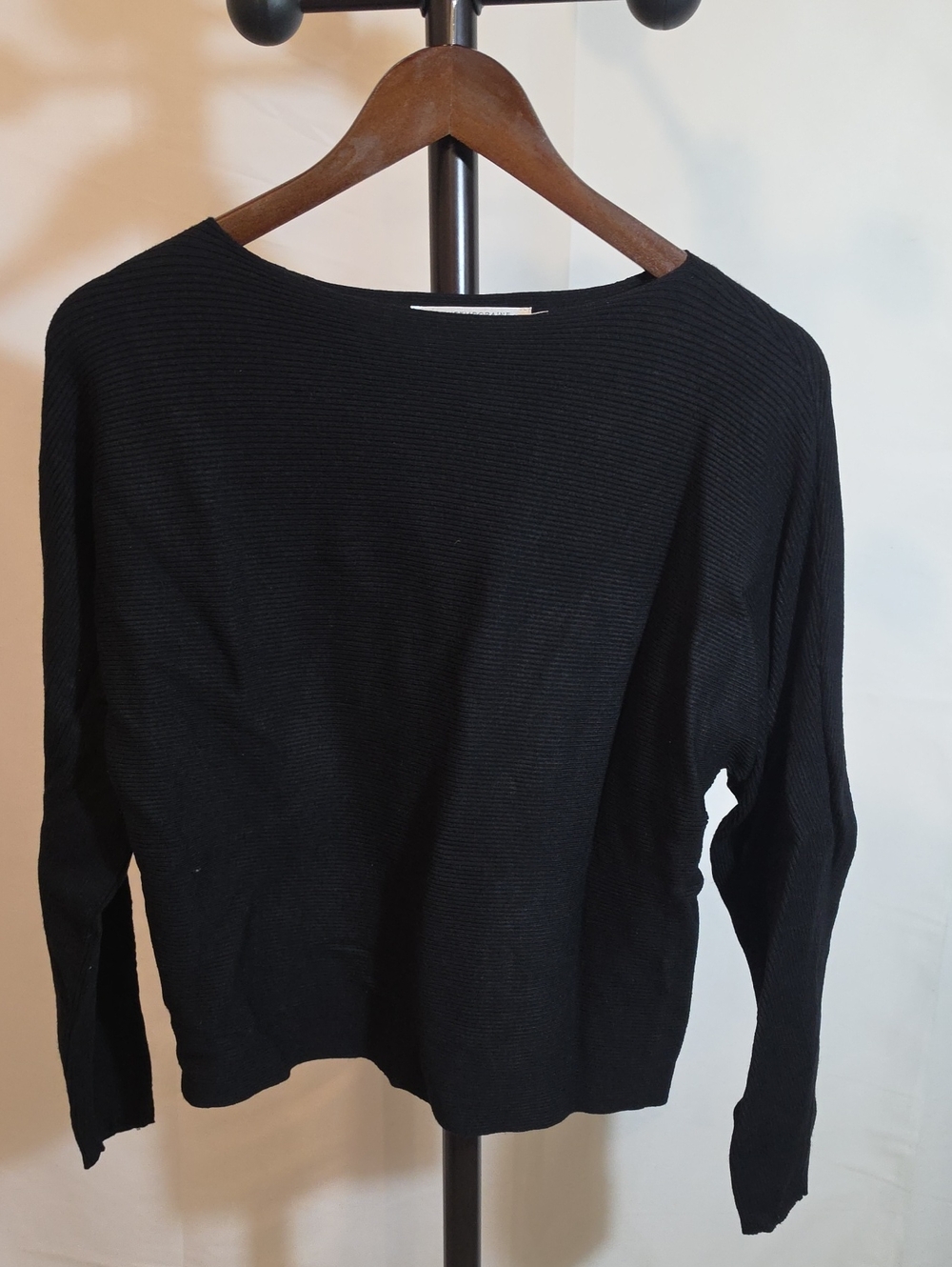 Simons Black Ribbed Boatneck Top